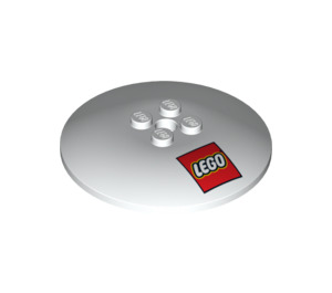 LEGO White Dish 6 x 6 with LEGO Logo (Solid Studs) (15040 / 44375)