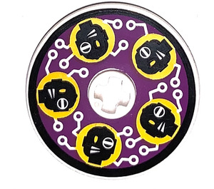 LEGO White Disk 3 x 3 with Black Heads and White Circuitry Sticker (2723)