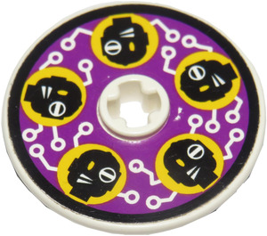 LEGO Weiß Disk 3 x 3 mit Schwarz Heads auf Purple Background Aufkleber (2723)