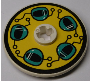LEGO White Disk 3 x 3 with Dark Turquoise Helmets Sticker (2723)