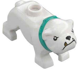 LEGO White Dog - Bulldog with Turquoise Collar (106605)