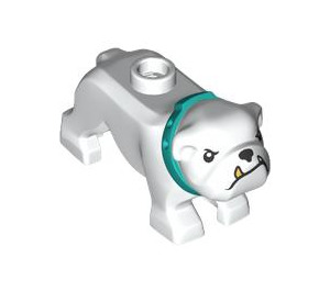 LEGO blanc Chien - Bulldog avec Turquoise Collar (106605)