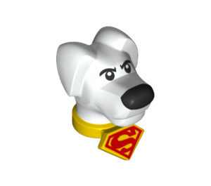 LEGO hvid Hund Hoved med Gul Krave og Rød Superman logo (36800)