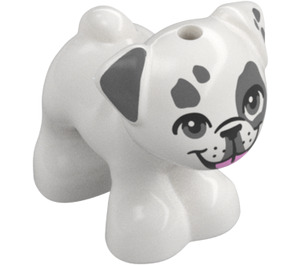 LEGO White Dog - Pug with Gray Ears and Spots