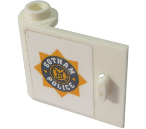 LEGO White Door 1 x 3 x 2 Left with Gotham Police Badge Sticker with Hollow Hinge (92262)