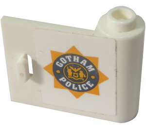 LEGO White Door 1 x 3 x 2 Right with Gotham Police Badge Sticker with Hollow Hinge (92263)