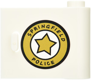 LEGO White Door 1 x 3 x 2 Right with ‘SPRINGFIELD POLICE’ Sticker with Hollow Hinge (92263)