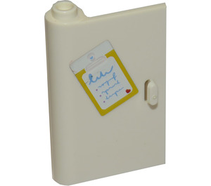LEGO White Door 1 x 3 x 4 Left with Clipboard Sticker with Hollow Hinge (3193)
