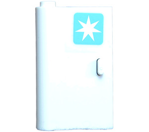 LEGO White Door 1 x 3 x 4 Left with Maersk Logo Sticker with Hollow Hinge (3193)