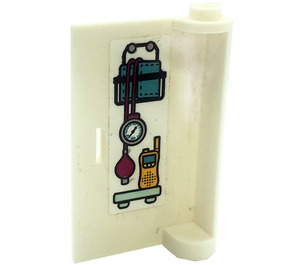 LEGO White Door 1 x 3 x 4 Left with Sphygmomanometer, Radio Sticker with Hollow Hinge (58381)