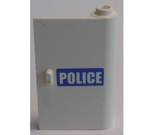 LEGO White Door 1 x 3 x 4 Right with "POLICE" Sticker with Hollow Hinge (58380)