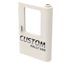 LEGO White Door 1 x 4 x 5 Train Right with 'CUSTOM RALLY VAN' Sticker (4182)