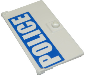 LEGO Wit Deur 1 x 4 x 6 met Nop Handvat met 'Politie' (Links) Sticker (60616)