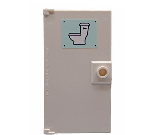 LEGO White Door 1 x 4 x 6 with Stud Handle with Toilet Bowl and Faucet Sticker (35290)