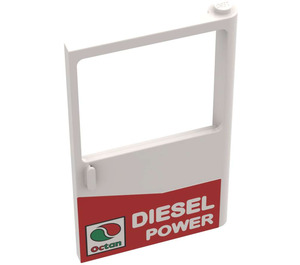 LEGO White Door 1 x 6 x 8 Right with Window with Octan Logo and 'DIESEL POWER' Sticker (30074)