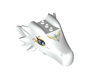 LEGO Weiß Drachen Kopf mit Dark Azure Augen und Gold Tribal (26537)