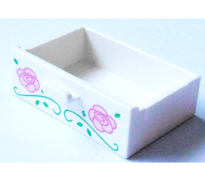 LEGO White Drawer with Flower and Vine without Reinforcement (4536)
