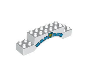 LEGO Duplo blanc Arche
 Brique 2 x 10 x 2 avec Bleu Keystone et stones (43621 / 51704)