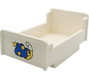 LEGO White Duplo Bed 3 x 5 x 1.66 with Moon and stars (4895)