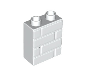 LEGO Weiß Duplo Backstein 1 x 2 x 2 mit Backstein Mauer Muster (25550)