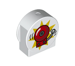 LEGO White Duplo Brick 1 x 3 x 2 with Round Top with Fire Alarm with Cutout Sides with Yellow Bell (14222 / 43694)