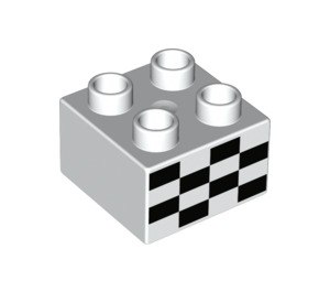 LEGO White Duplo Brick 2 x 2 with Checkered Pattern (3437 / 19708)