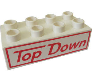LEGO White Duplo Brick 2 x 4 with 'Top Down' (3011 / 89910)