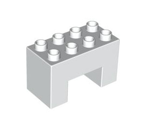 LEGO White Duplo Brick 2 x 4 x 2 with 2 x 2 Cutout on Bottom (6394)