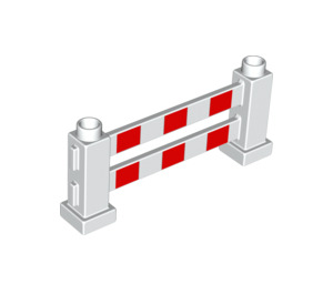 LEGO White Duplo Fence 1 x 6 x 2 with Red Stripes (12041 / 82425)