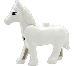 LEGO White Duplo Horse with Movable Head with Eyelashes