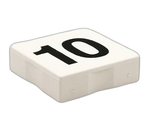 LEGO White Duplo Tile 2 x 2 with Side Indents with "10" (6309)