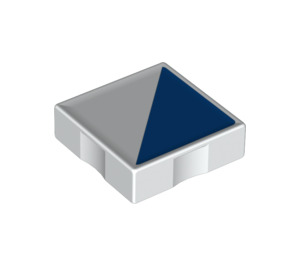 LEGO White Duplo Tile 2 x 2 with Side Indents with Blue Right-angled Triangle (6309 / 48784)
