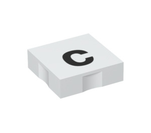 LEGO White Duplo Tile 2 x 2 with Side Indents with "c" (6309 / 48471)