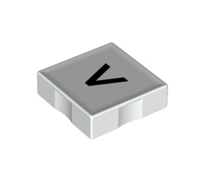 LEGO White Duplo Tile 2 x 2 with Side Indents with Less Than Sign (<) / Greater Than Sign (>) (6309 / 48510)