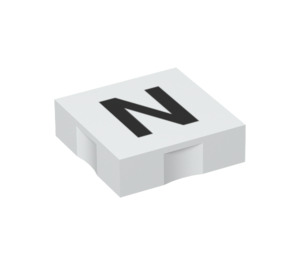 LEGO White Duplo Tile 2 x 2 with Side Indents with "N" (6309 / 48529)