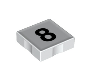LEGO White Duplo Tile 2 x 2 with Side Indents with Number 8 (14448 / 48507)