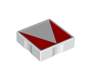 LEGO White Duplo Tile 2 x 2 with Side Indents with Red Inverse Isosceles Triangle (6309 / 48660)