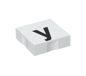 LEGO White Duplo Tile 2 x 2 with Side Indents with "y" (6309 / 48588)