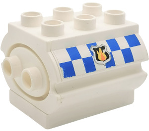 LEGO White Duplo Watertank with blue white chequers and fire symbol Sticker (6429)