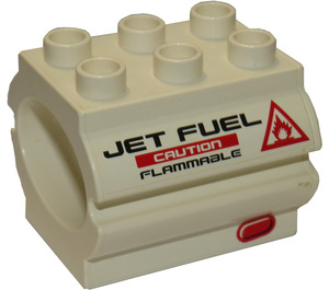 LEGO White Duplo Watertank with 'JET FUEL', 'CAUTION', 'FLAMMABLE' and flame Sticker (6429)