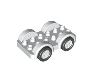 LEGO White Duplo Wheelbase 2 x 6 with White Rims and Black Wheels (35026)