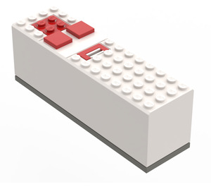 LEGO Wit Electric 9V Battery Doos 4 x 14 x 4 met Dark Grijs Basis (2847 / 74650)