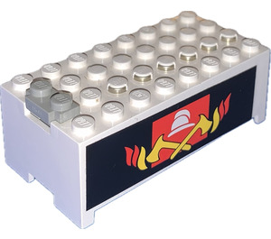 LEGO Blanc Electric 9V Batterie Boîte 4 x 8 x 2.333 Couverture avec Feu Autocollant (4760)