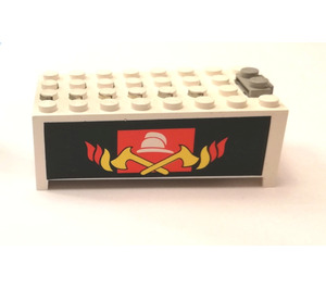 LEGO blanc Electric 9V Battery Boîte 4 x 8 x 2.333 Cover avec Feu Autocollant (4760)