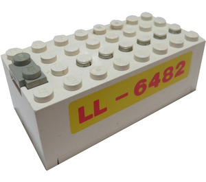 LEGO White Electric 9V Battery Box 4 x 8 x 2.333 Cover with "LL-6482" (4760)
