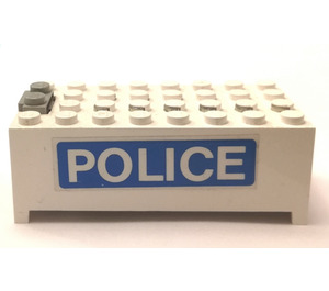 LEGO White Electric 9V Battery Box 4 x 8 x 2.333 Cover with "POLICE" Sticker (4760)