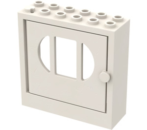 LEGO White Fabuland Door Frame 2 x 6 x 5 with White Door with barred oval Window