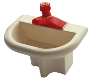 LEGO blanc Fabuland Washbasin avec rouge Robinet