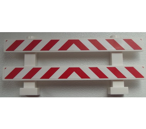 LEGO White Fence 1 x 8 x 2 with Red and White Danger Stripes, Corner White Sticker (6079)