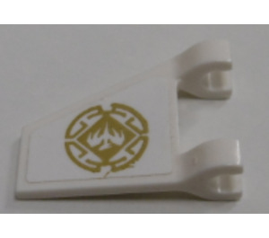 LEGO White Flag 2 x 2 Angled with Dragon in a Golden Ornament (both sides) Sticker without Flared Edge (44676)